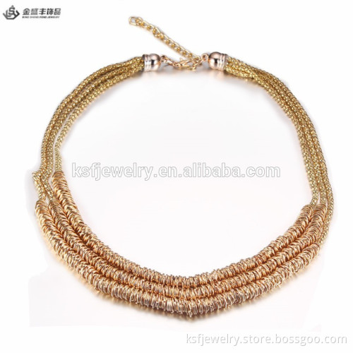 Cheap Alloy Wedding Gold Necklaces Three Tone Design for Women Wholesale